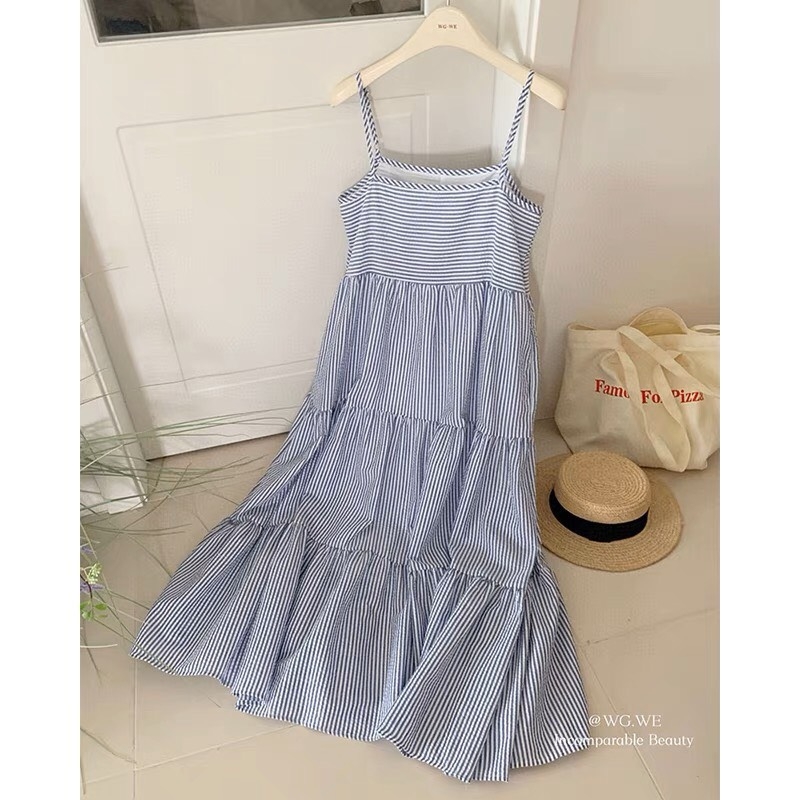 VÁY 2S MAXI KẺ SIU HOT (Xả 60k)