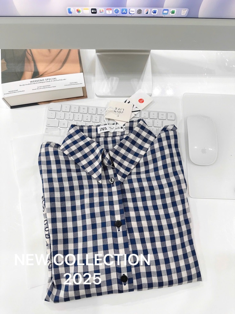 ÁO SƠ MI KẺ CARO ZRA THÊU HOA VINTAGE NỮ (XẢ 109k)