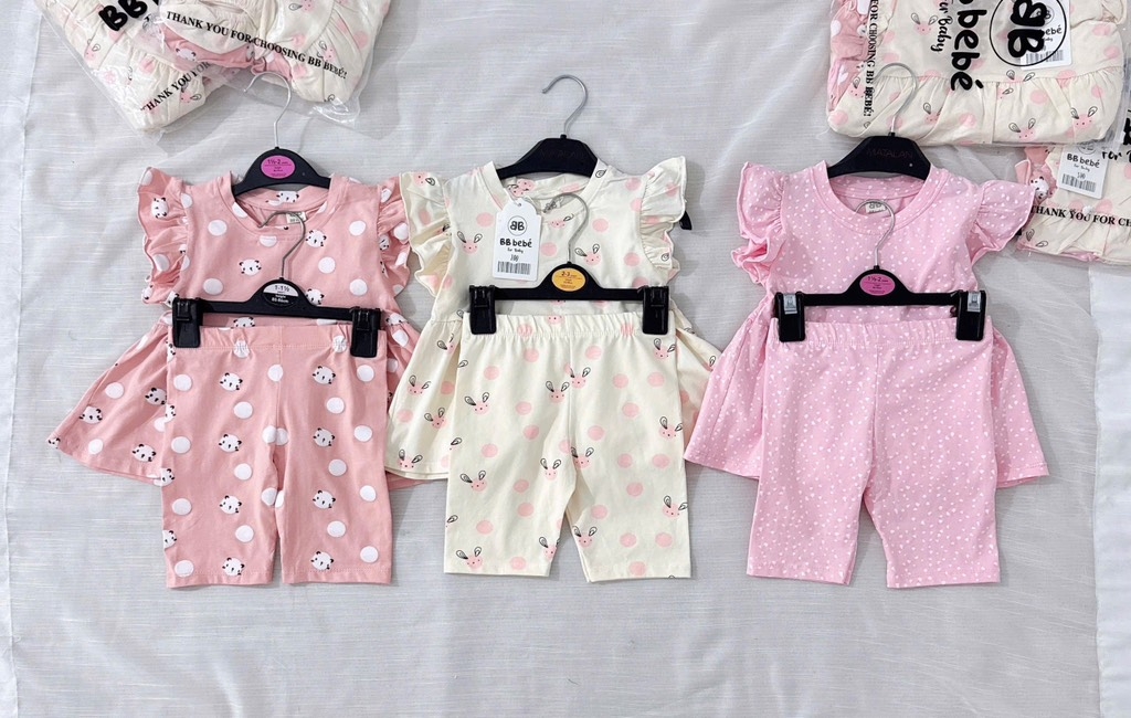 SET 3 BỘ BABYDOLL THỎ GẤU BE HỒNG BÉ GÁI( xả 145k )