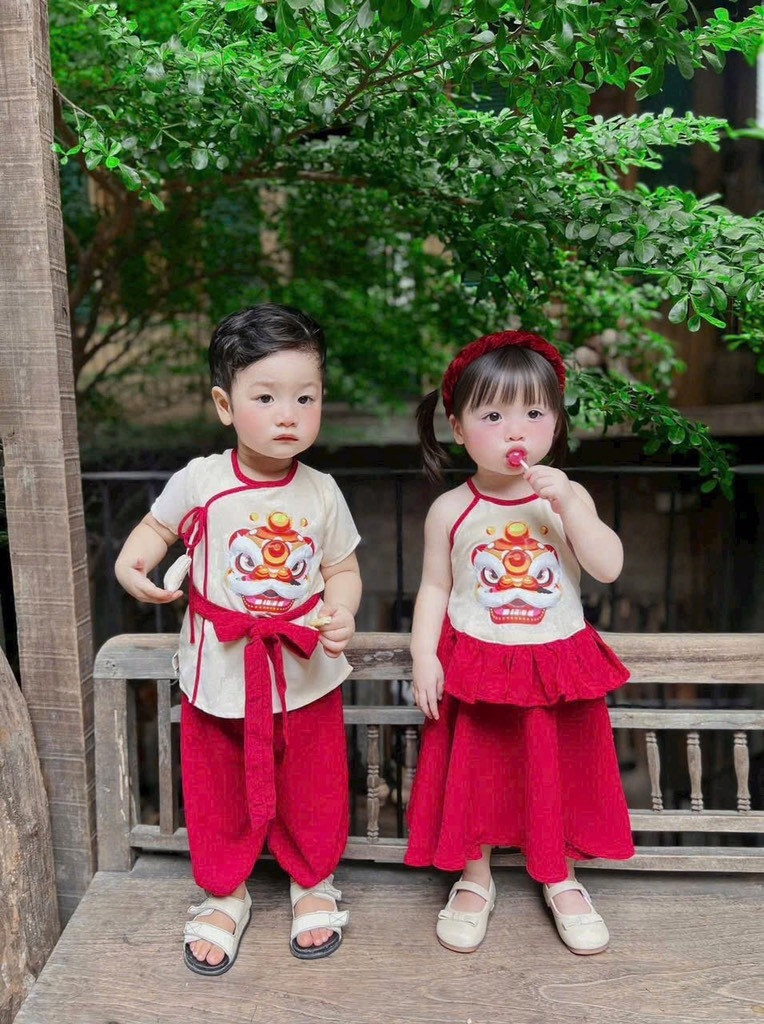 SET TRUNG THU KỲ LÂN ĐỎ BE BÉ TRAI BÉ GÁI SẴN