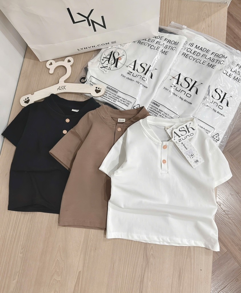 SET 3 ÁO CỔ TRỤ TONE NÂU BÉ TRAI SẴN(XẢ 80)