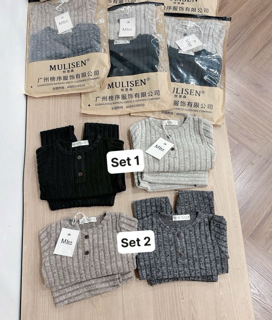SET 2 BỘ TĂM ĐŨA LÔNG BÉ GÁI BÉ TRAI