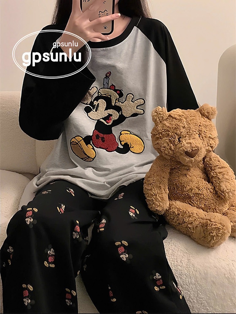 SET BỘ DÀI MICKEY THÊU PHỐI MÀU NỮ THU ĐÔNG