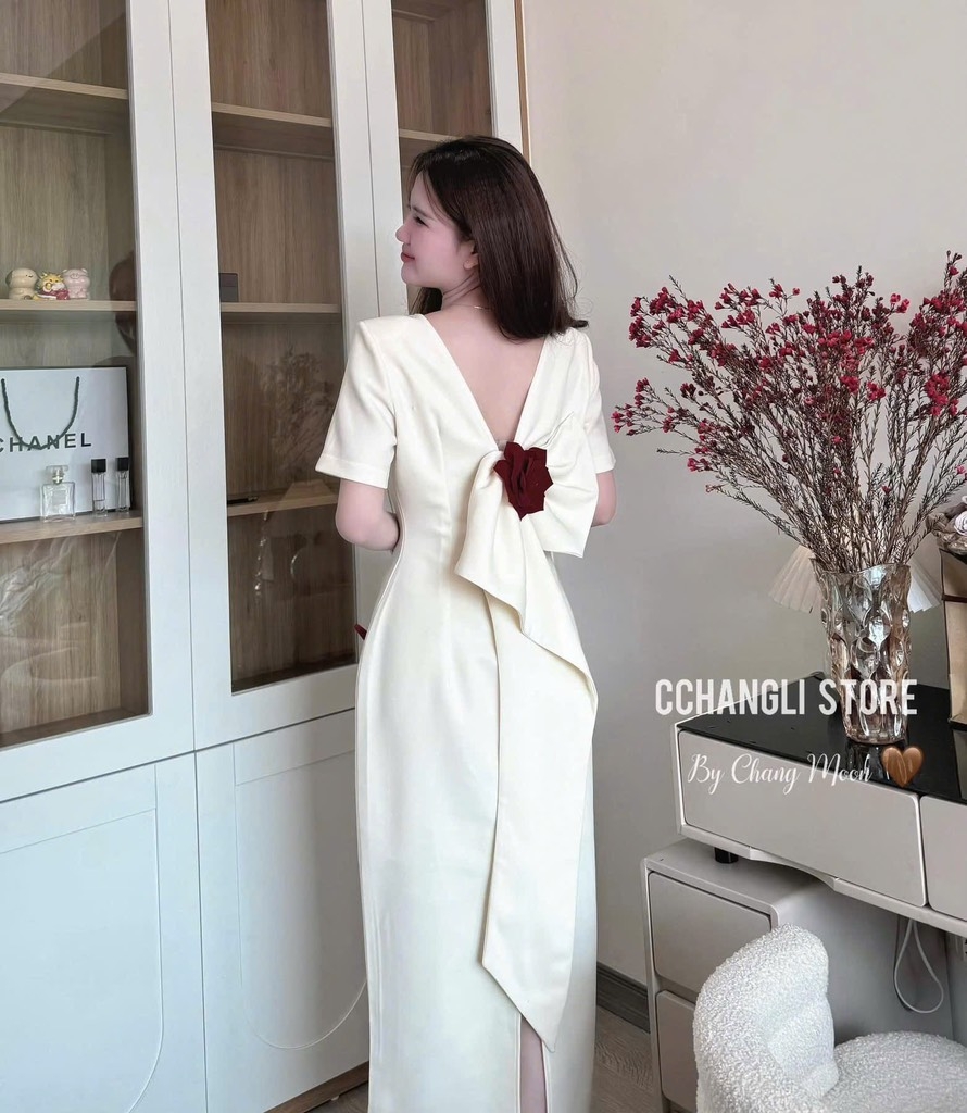 VÁY NƠ ĐÍNH HOA DÁNG DÀI 2 LỚP NỮ