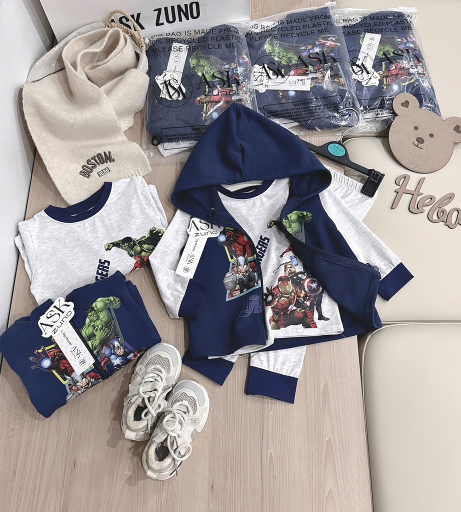 BỘ DÀI COTTON ÁO KHOÁC CHÂN CUA SIÊU NHÂN BÉ TRAI