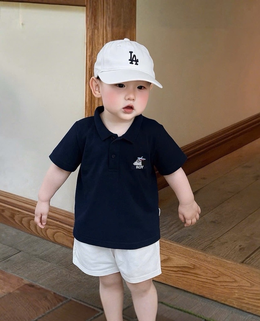 SET 3 ÁO POLO CỔ ĐỨC TRẮNG NÂU ĐEN BÉ TRAI SẴN (sale 97k)