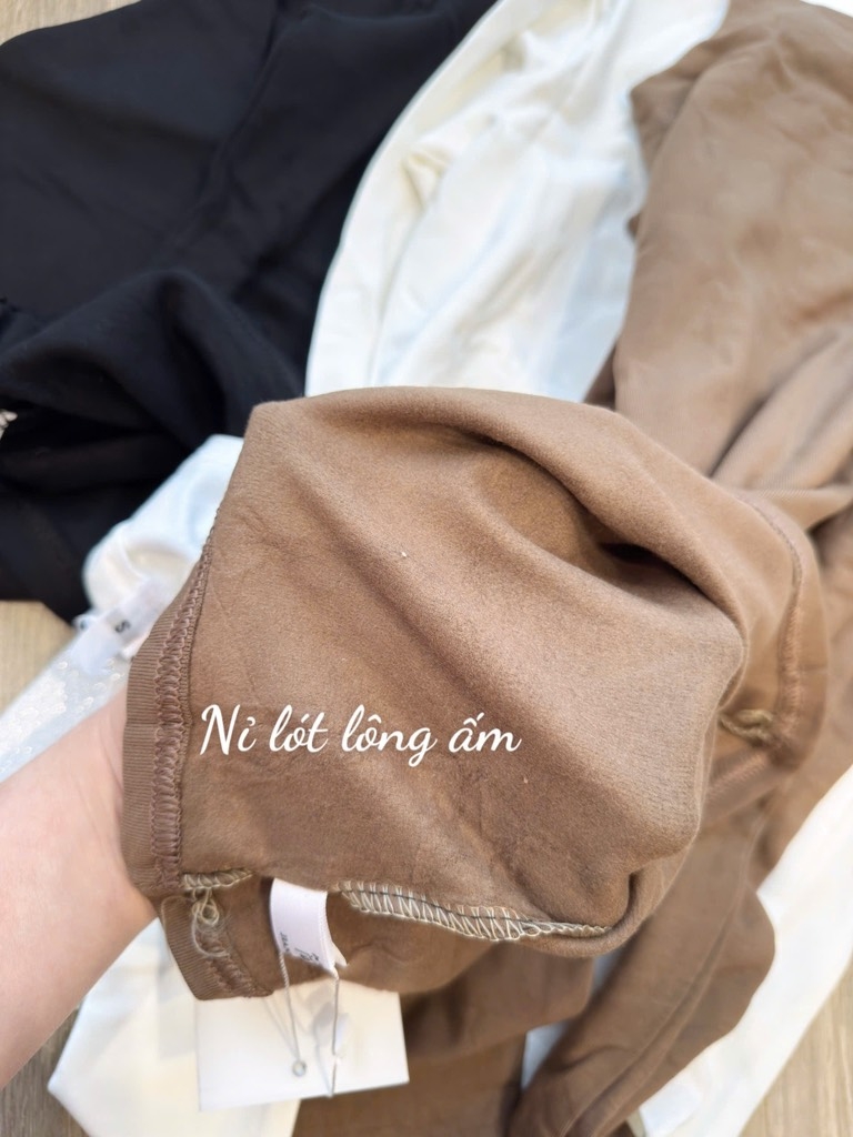 SET 3 ÁO ZIP LÔNG GIỮ NHIỆT ĐEN TRẮNG BE NỮ THU ĐÔNG SẴN