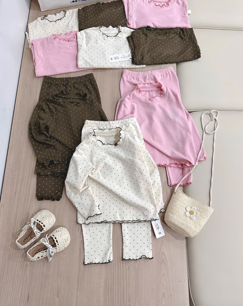 SET BỘ ZIP DÀI CHẤM BI 3 MÀU BÉ GÁI(XẢ 55k)