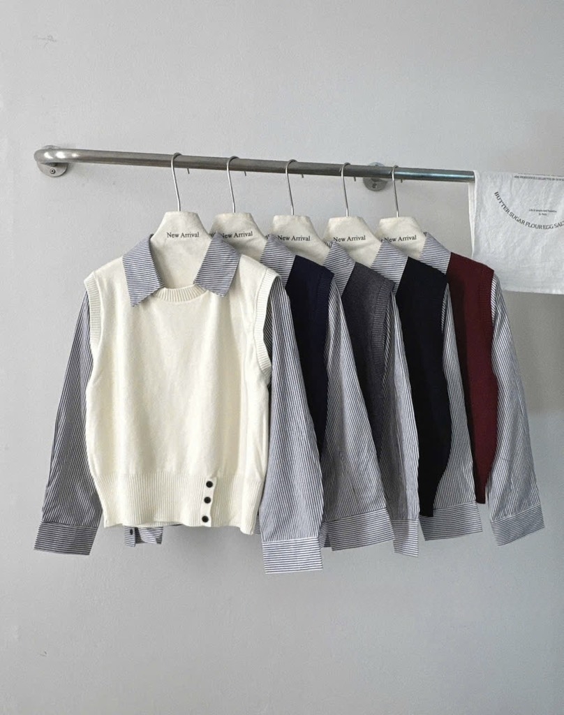 ÁO LEN PHỐI SƠ MI 5 MÀU NỮ THU ĐÔNG