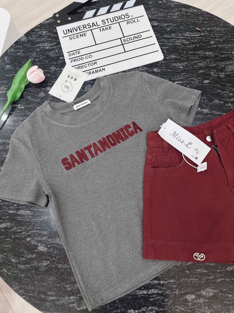 SET ÁO THÊU MIX JEAN ĐỎ KÈM TAG SẴN
