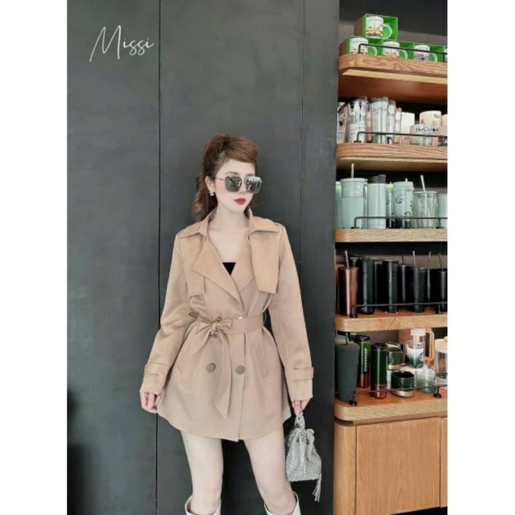 ÁO KHOÁC NỮ KAKI KÈM ĐAI THU ĐÔNG SẴN