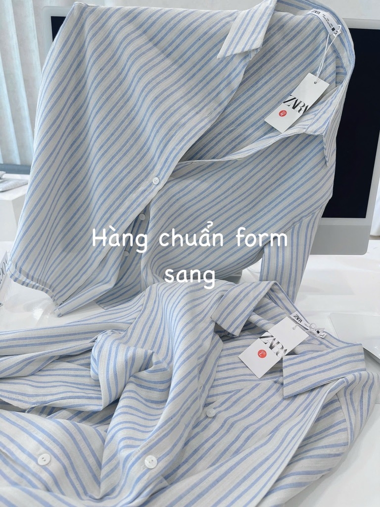 ÁO KẺ ZARA CỔ V VẠT BẦU NỮ