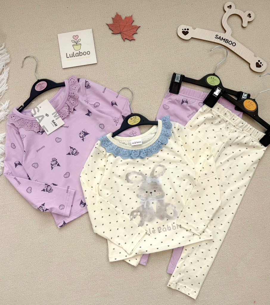 SET 2 BỘ DÀI COTTON TÀU TONE TÍM BÉ GÁI