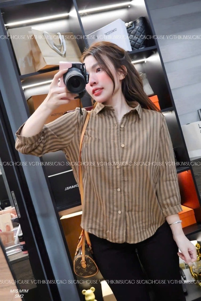 ÁO SƠ MI KẺ 2 MÀU NỮ