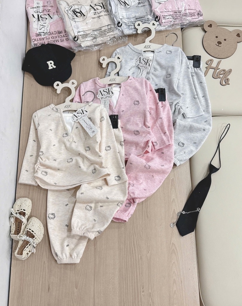 BỘ DÀI LÔNG THỎ KITTY BÉ GÁI 3 MÀU SẴN (SALE 59k)