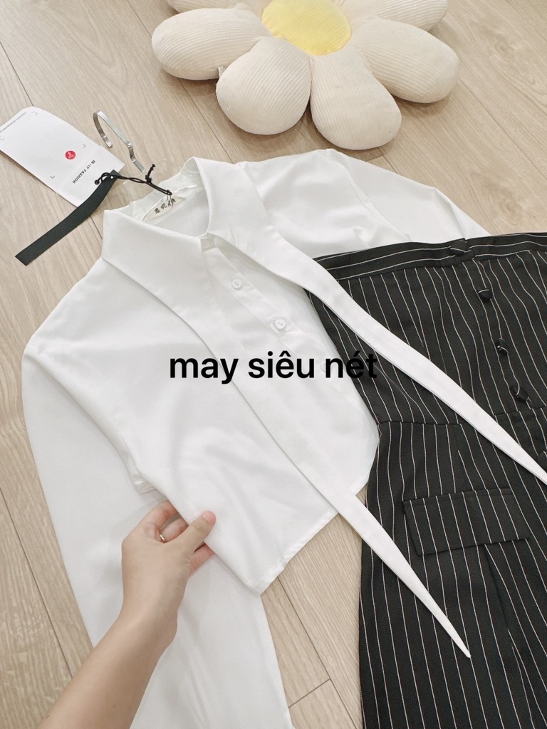 SET VÁY CÚP MIX ÁO SƠ MI CỔ CÁCH ĐIỆU NỮ SẴN