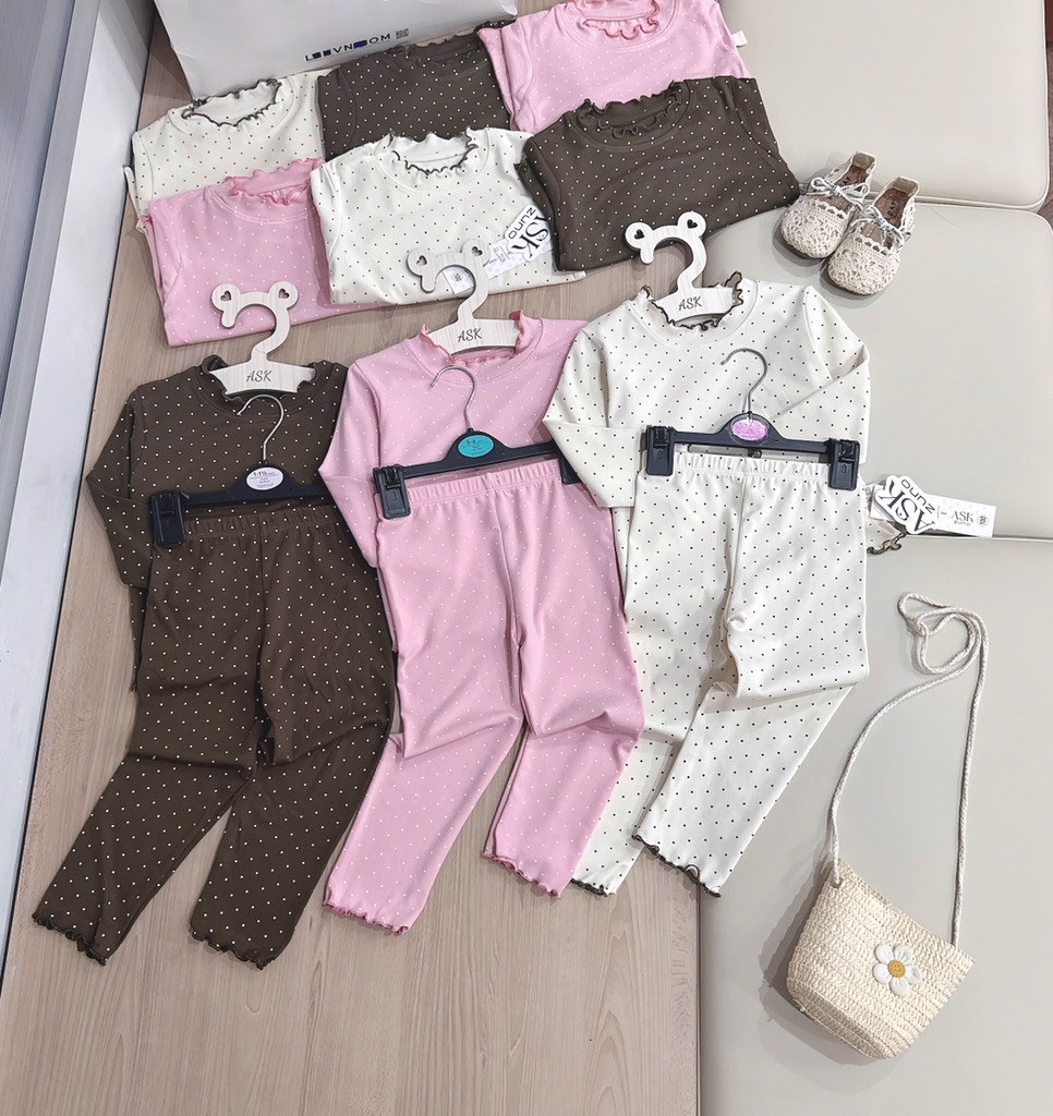 SET BỘ ZIP DÀI CHẤM BI 3 MÀU BÉ GÁI(XẢ 55k)