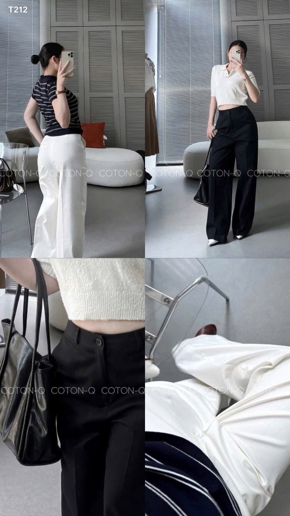 QUẦN SUÔNG 2 MÀU ĐEN TRẮNG NỮ