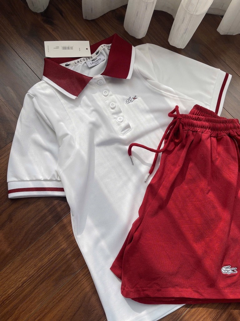 SET POLO CÁ SẤU QUẦN ĐÙI ĐỎ NỮ