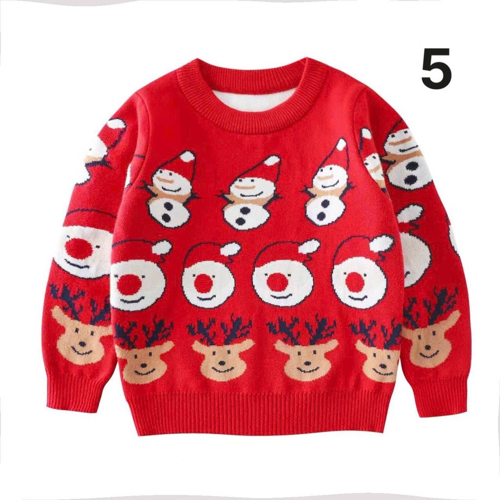 ÁO LEN ĐỎ NOEL DÀI TAY 2 LỚP MỀM MỊN BÉ TRAI BÉ GÁI