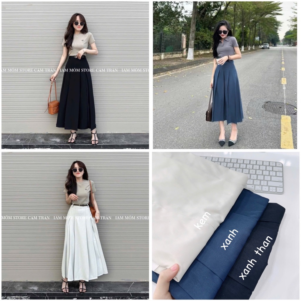 CHÂN VÁY XẾP LI DÁNG DÀI NỮ (SALE 60k)
