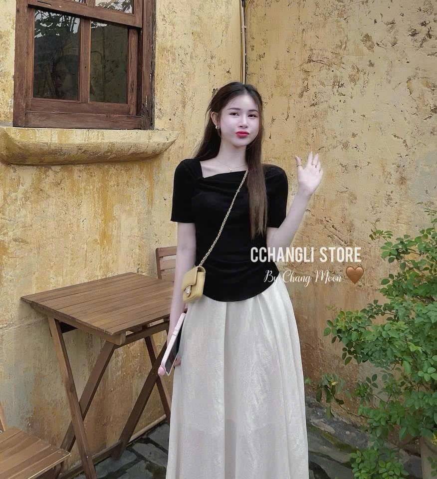 SET ÁO ĐEN MIX CV TƠ NỮ SẴN