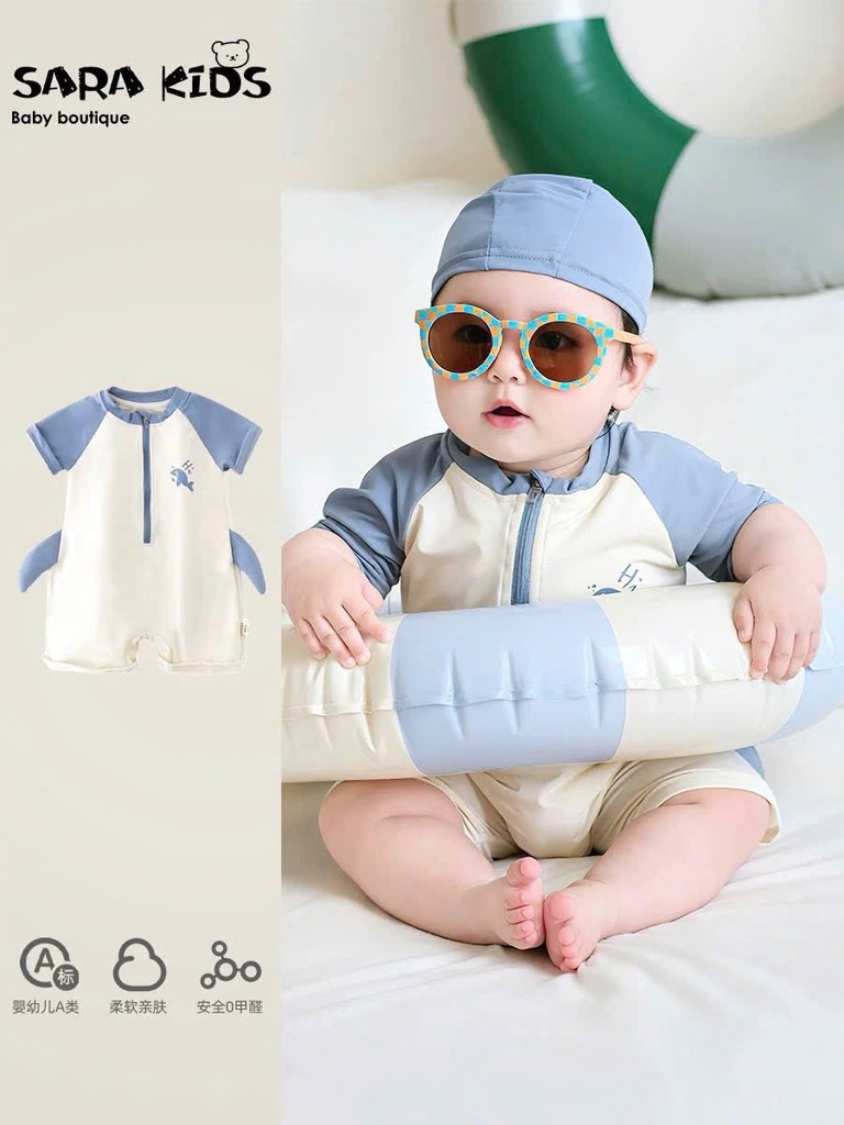 ĐỒ BƠI - BỘ BƠI KÈM MŨ BABY SHARK BÉ TRAI