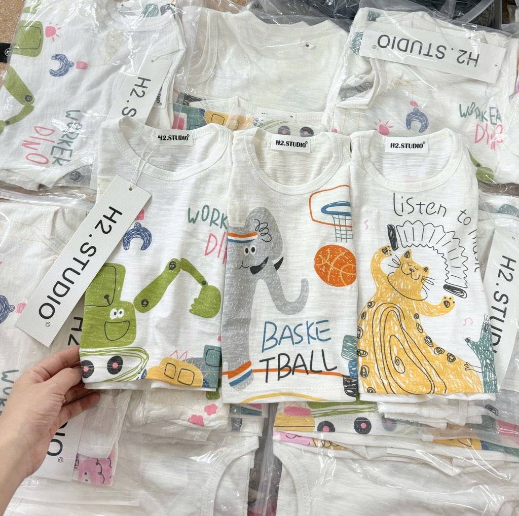 SET 3 ÁO BA LỖ COTTON XƯỢC BÉ TRAI ( xả 67k)