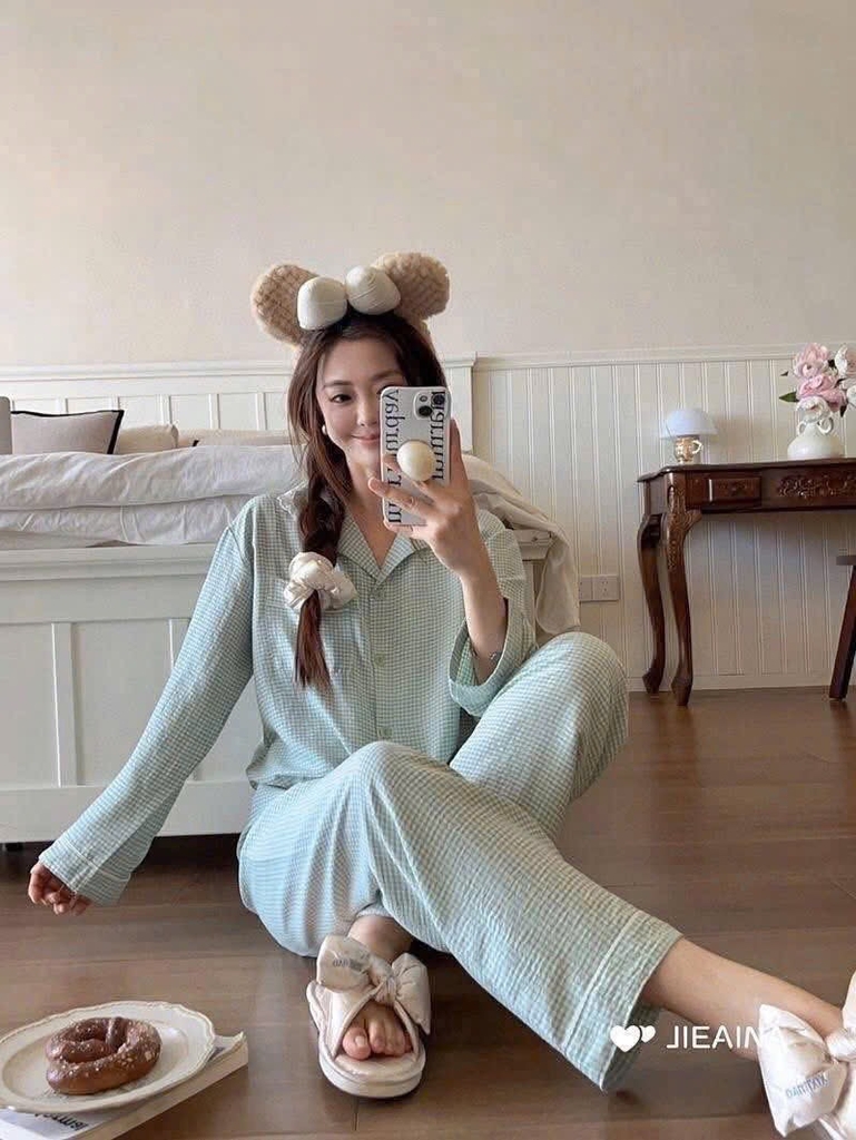 SET BỘ PIJAMA KẺ 3 MÀU NỮ
