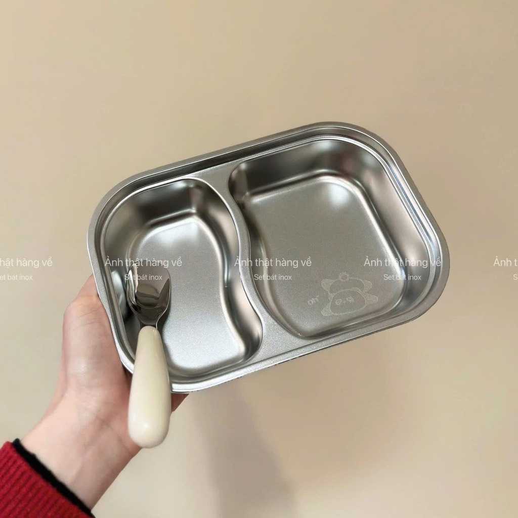 ĐỒ GIA DỤNG KHAY ĂN 2 NGĂN HÌNH THÚ DỄ THƯƠNG CHO CÁC BÉ