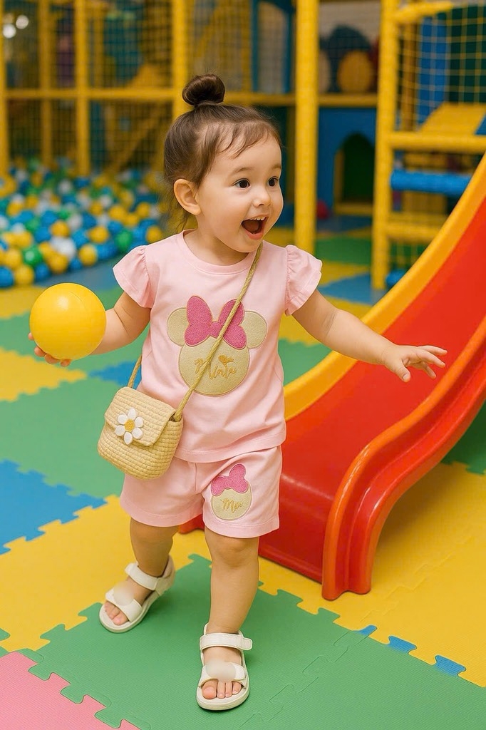 SÉT BỘ MINNIE THÊU ĐÁP LÔNG NỔI BÉ GÁI