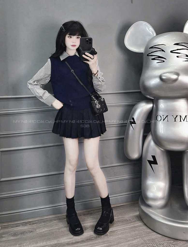 ÁO LEN PHỐI SƠ MI 5 MÀU NỮ THU ĐÔNG