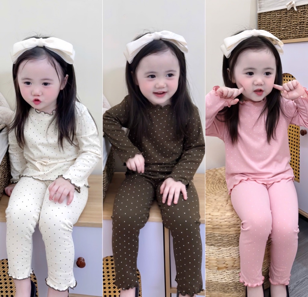 SET BỘ ZIP DÀI CHẤM BI 3 MÀU BÉ GÁI(XẢ 55k)