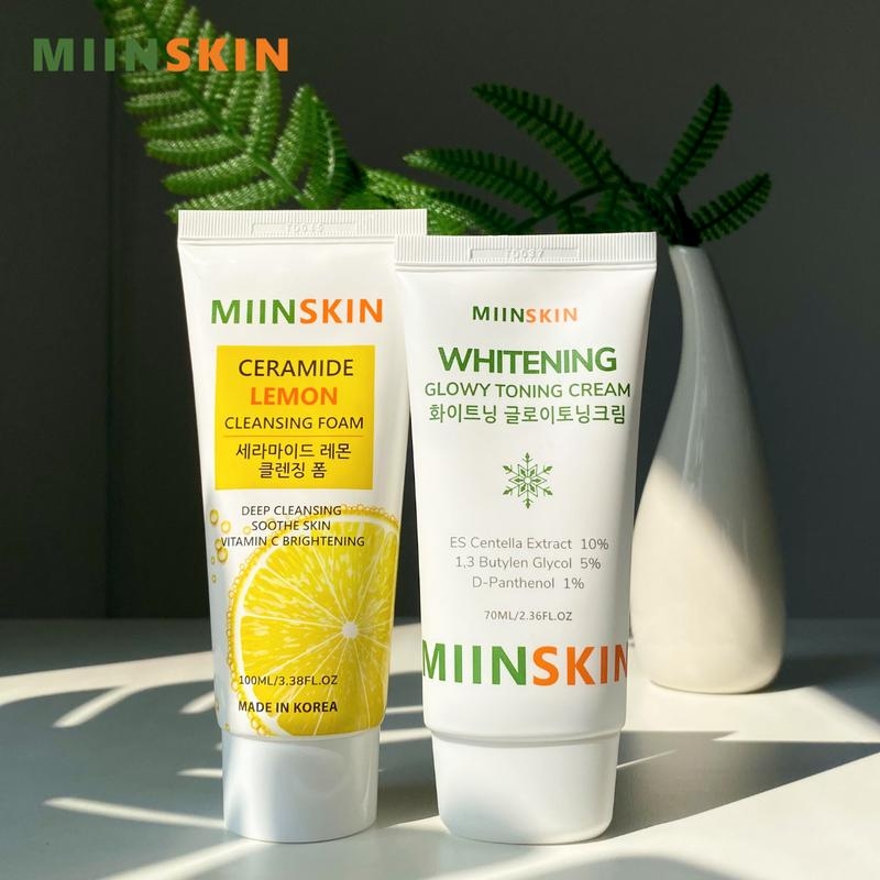 Combo Kem dưỡng trắng nâng tone + sữa rửa mặt chiết xuất chanh Miinskin