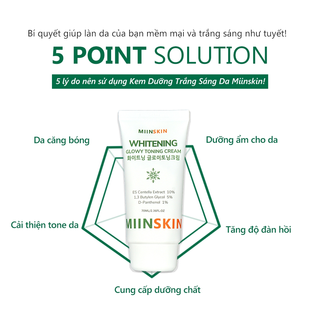 Combo 3 sản phẩm dưỡng trắng Miinskin (Kem chống nắng + kem dưỡng trắng + serum)