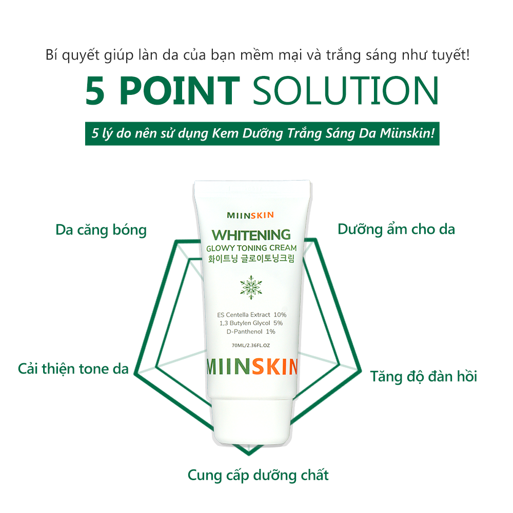 Combo dưỡng trắng da Serum Miinskin 5% Niacinamide + Kem dưỡng trắng nâng tone 70ml