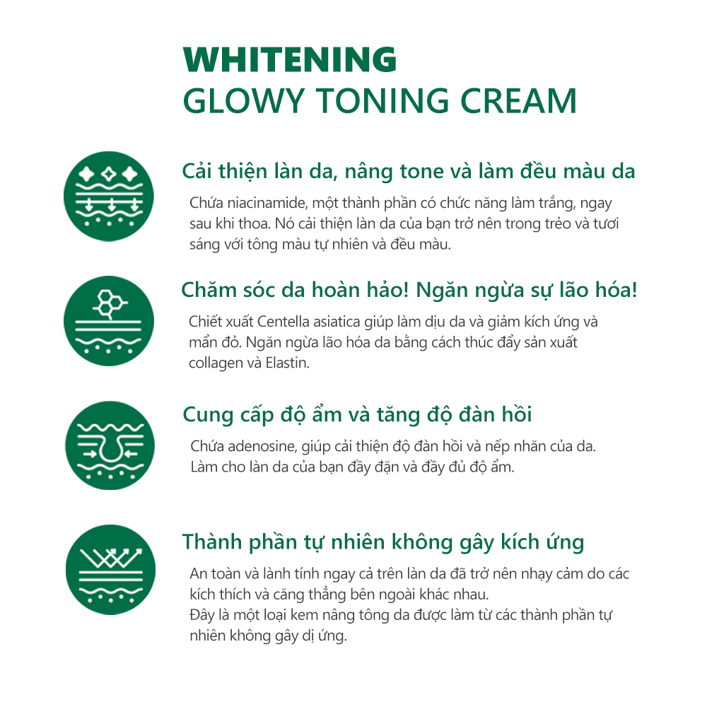 Combo 2 Kem Dưỡng Da Nâng Tone Và Ngừa Nếp Nhăn Miinskin - Miinskin Whitening Glowy Toning Cream