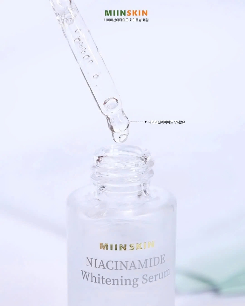 Combo serum dưỡng trắng 5% Niacinamide + kem chống nắng vật lý Miinskin