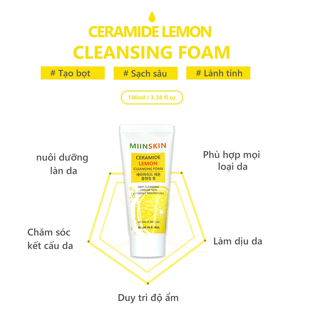 Combo 3 sữa rửa mặt chanh + kem chống nắng + kem dưỡng trắng 70ML Miinskin
