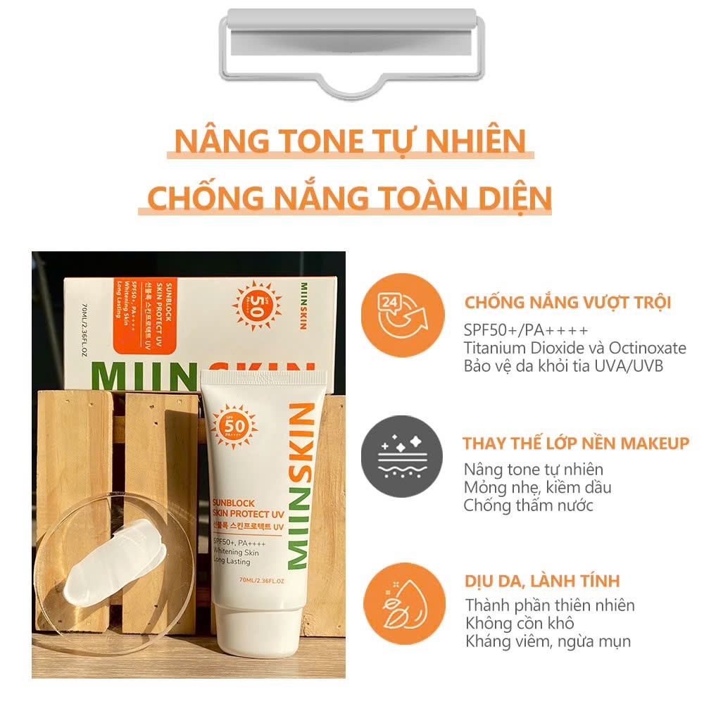 Combo serum dưỡng trắng 5% Niacinamide + kem chống nắng vật lý Miinskin