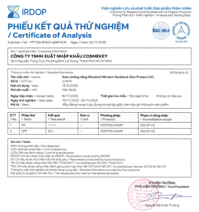 Kem Chống Nắng Nâng Tone , Bảo Vệ Da MIINSKIN PROTECT UV SUN BLOCK