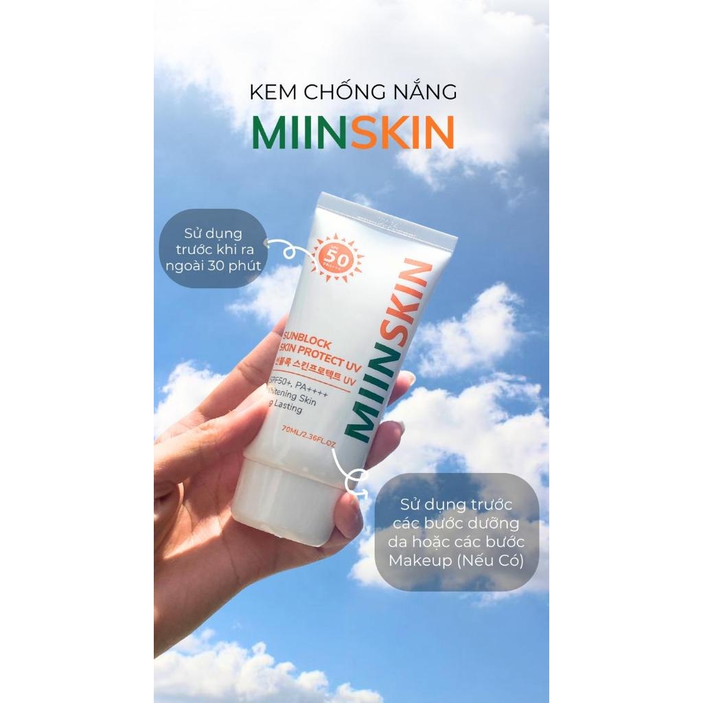 Combo 2 kem chống nắng vật lý 70ml và 1 kem dưỡng nâng tone 70ml Miinskin