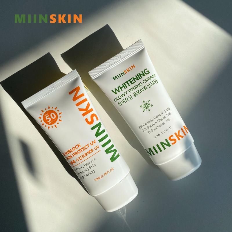 Combo 2 kem chống nắng vật lý 70ml và 1 kem dưỡng nâng tone 70ml Miinskin