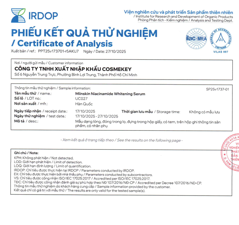 Tinh chất dưỡng trắng Miinskin 5% Niacinamide – Serum Hàn Quốc giảm thâm, làm sáng đều màu da