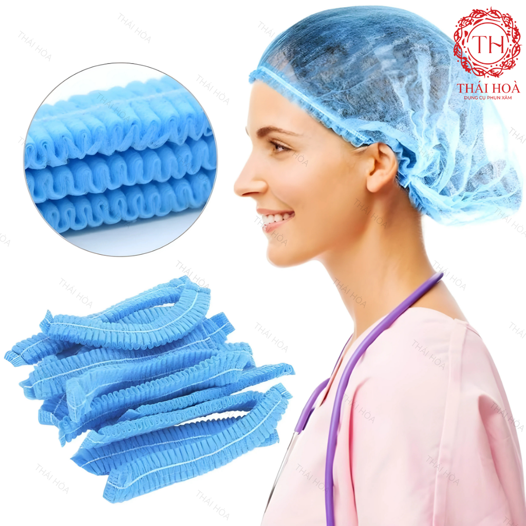 Mũ Chùm Đầu Y Tế (100 cái/túi) – Nón Cói Sâu Chùm Đầu Dùng Cho Y Tế & Spa
