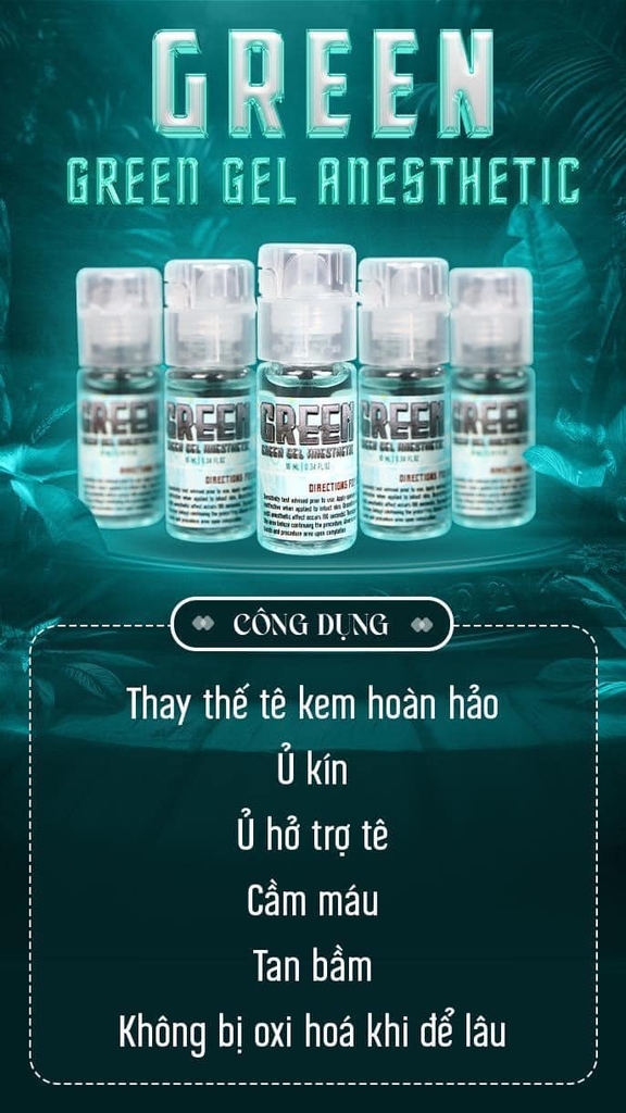 Tê Xanh Green Gel Chính Hãng - Tê Trợ Hiệu Quả Trong Phun Xăm Thẩm Mỹ (Chai 15ml)
