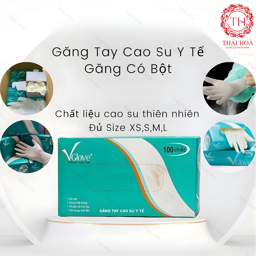 GĂNG TAY CAO SU Y TẾ V-GLOVE TRẮNG CHÍNH HÃNG – AN TOÀN, CHỐNG KHUẨN