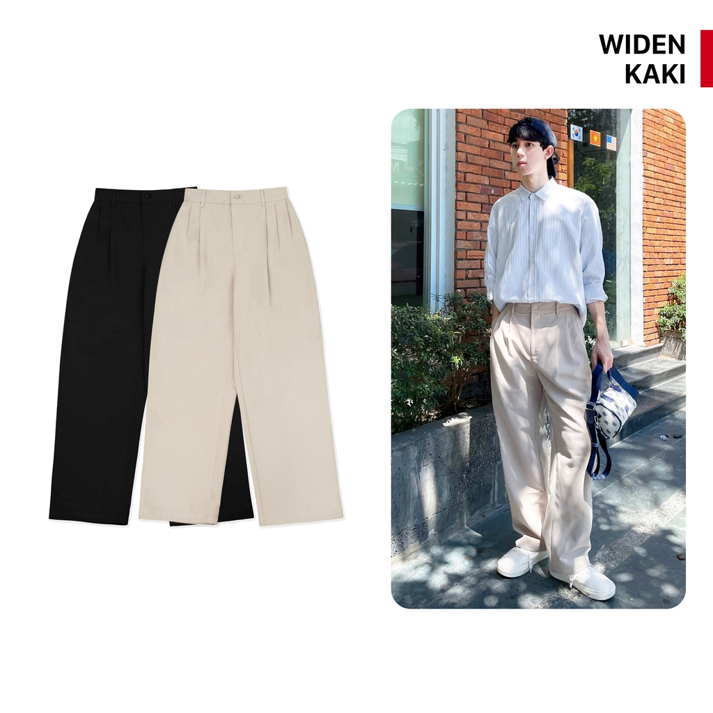 Widen kaki pants - Quần kaki ống rộng xếp ly