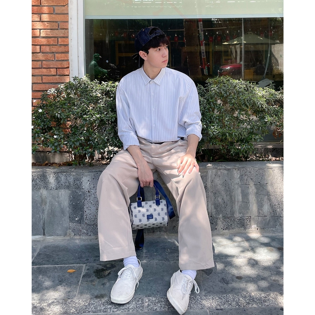 Widen kaki pants - Quần kaki ống rộng xếp ly