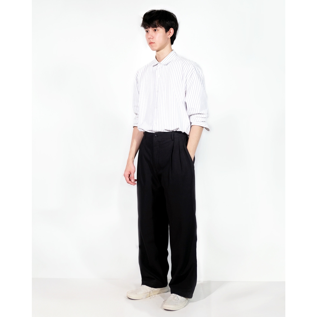 Widen kaki pants - Quần kaki ống rộng xếp ly